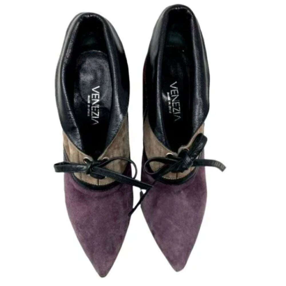 Stephen Venezia Colorblock Italian Suede Pointed Toe Heels - Size 8.5 - Picture 2 of 7